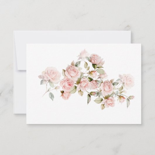 Rosa & grüne Blätter Hochzeitskarte RSVP Karte (Rückseite)