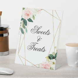 Rosa & grüne Blätter Süßigkeiten & Leckereien Unte Sockelschild