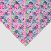 Rosa grüne blaue Blumen Blütenbraun tropisch Seidenpapier (Ausschnitt)