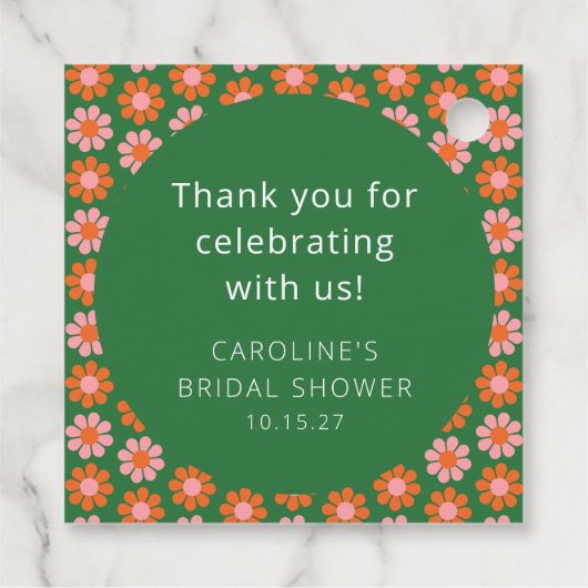 Rosa grüne Blume Brautparty Custom Vielen Dank Geschenkanhänger (Rückseite)