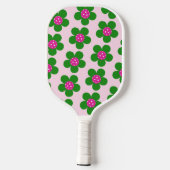 Rosa + Grüne Blume, gürtlich niedlich Pickleball Schläger (Rückseite)