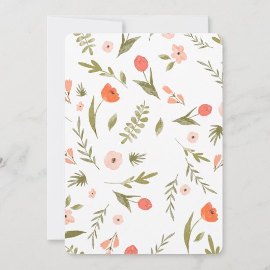 Rosa grüne Blume Kleider Kinderdusche Einladung (Rückseite)