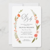 Rosa grüne Blume Kleider Kinderdusche Einladung (Vorderseite)