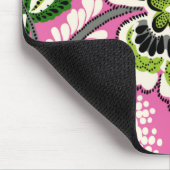 Rosa grüne Blumen Mousepad (Ecke)