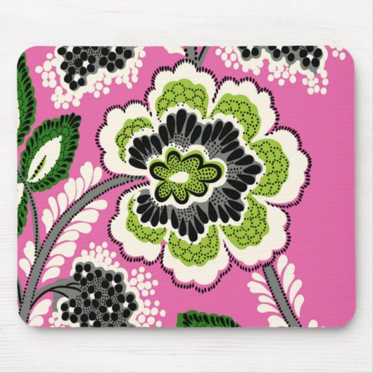 Rosa grüne Blumen Mousepad (Vorne)
