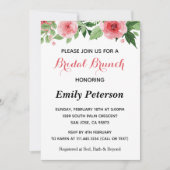 Rosa grüne Blumendusche Einladung (Vorderseite)