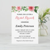 Rosa grüne Blumendusche Einladung (Stehend Vorderseite)