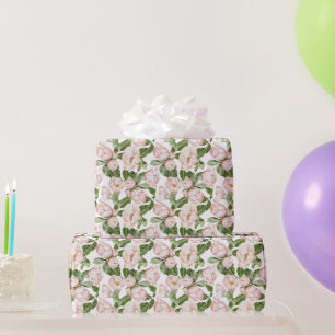Rosa grüne Blumendusche Geburtstag Bridal Dusche f Geschenkpapier