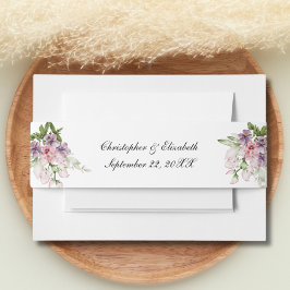 Rosa grüne blumengeschmückte klassische Hochzeit Einladungsbanderole