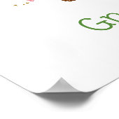 Rosa grüne Blumengnomen Gnome Sweet Gnome Poster (Ecke)