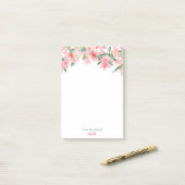 Rosa grüne Blumengrenze Post-it Klebezettel (Auf Schreibtisch)