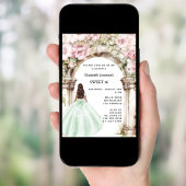 Rosa grüne Blumenkleider Sweet 16 Einladung