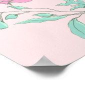 Rosa grüne Blumenkreide Hochzeitskarte Poster (Ecke)