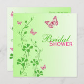 Rosa grüne Blumenschmetterlinge Brautparty Einladu Einladung (Vorne/Hinten)