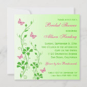Rosa grüne Blumenschmetterlinge Brautparty Einladu Einladung (Rückseite)