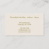 Rosa grüne Blumenstickerei Visitenkarte (Rückseite)