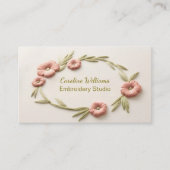 Rosa grüne Blumenstickerei Visitenkarte (Vorderseite)