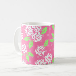 Rosa grüne blumige feminine Shabby-Chic-Optik Kaffeetasse