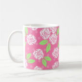 Rosa grüne blumige feminine Shabby-Chic-Optik Kaffeetasse (Links)