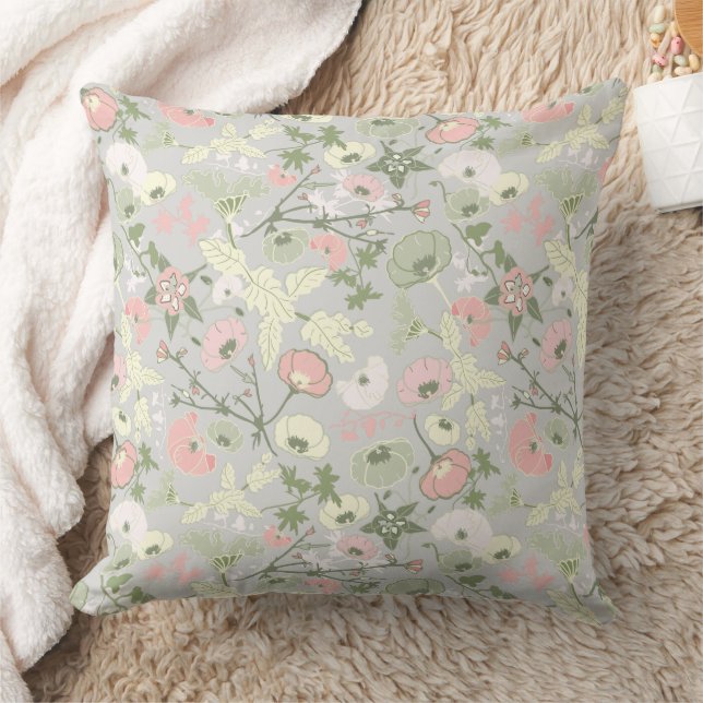 Rosa grüne Blütenblume Gürtelmuster Kissen (Decke)