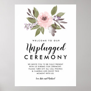 Rosa grüne Blütenblüte Unplugged Wedding Zeremony  Poster