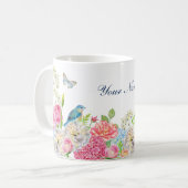 Rosa-grüne Blütenfeder Kaffeetasse (Vorderseite Links)