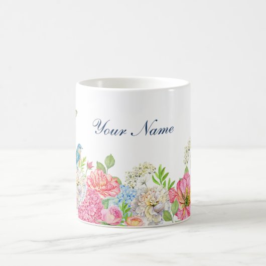 Rosa-grüne Blütenfeder Kaffeetasse (Mittel)