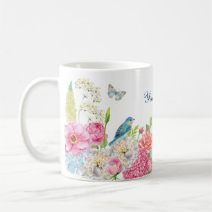 Rosa-grüne Blütenfeder Kaffeetasse
