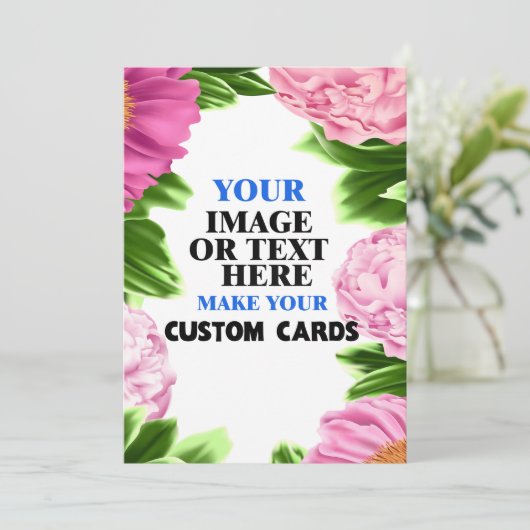 Rosa grüne Blütenvorlage Erstellen Sie Ihre eigene Ankündigung (Stehend Vorderseite)