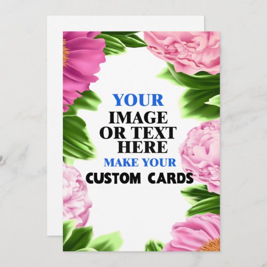 Rosa grüne Blütenvorlage Erstellen Sie Ihre eigene Ankündigung (Vorne/Hinten)