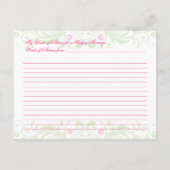 Rosa grüne Blütenwörter für die Braut Hinweiskarte (Rückseite)