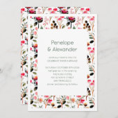 Rosa Grüne Boho Blumengarten Frühlingsfeier Hochze Einladung (Vorne/Hinten)