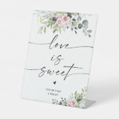 Rosa grüne Brautparty Liebe ist süß Sockelschild (Vorderseite)