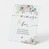 Rosa Grüne Brautparty Mimosa Bar Sign Sockelschild (Vorderseite)