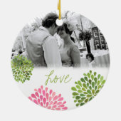 Rosa Grüne Bursts Hochzeitsstimmung Foto Ornament  (Hinten)