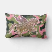 Rosa grüne Camouflage Camouflage & Gold Glitzer Ei Lendenkissen (Rückseite)