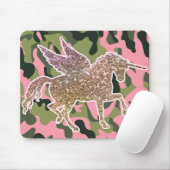 Rosa grüne Camouflage Camouflage & Gold Glitzer Ei Mousepad (Mit Mouse)