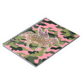 Rosa grüne Camouflage Camouflage & Gold Glitzer Ei Notizblock (Linke Seite)