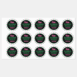 Rosa Grüne Clover 2024 Abstimmung Harris Walz Etiketten