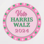 Rosa Grüne Clover 2024 Abstimmung Harris Walz Etiketten (Design 1)