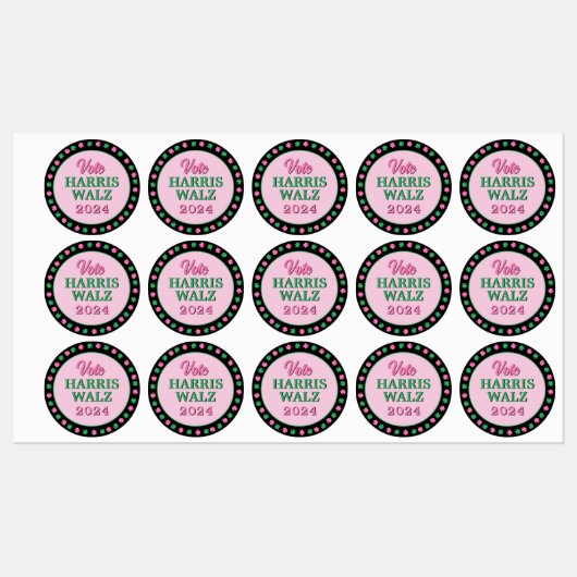 Rosa Grüne Clover 2024 Abstimmung Harris Walz Etiketten (Blatt)