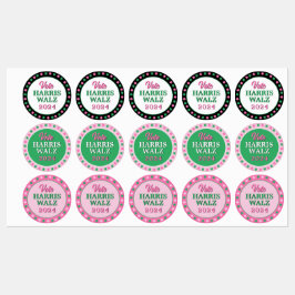 Rosa Grüne Clover 2024 Abstimmung Harris Walz Etiketten