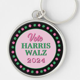 Rosa Grüne Clover 2024 Abstimmung Harris Walz Schlüsselanhänger