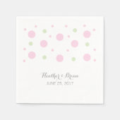 Rosa Grüne Confetti Hochzeitspapier Napkins Serviette (Vorderseite)
