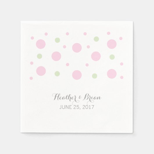 Rosa Grüne Confetti Hochzeitspapier Napkins Serviette (Vorderseite)