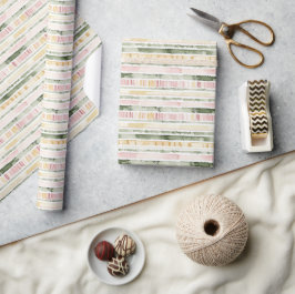 Rosa Grüne Creme Streifen Geburtstag Geschenkpapier