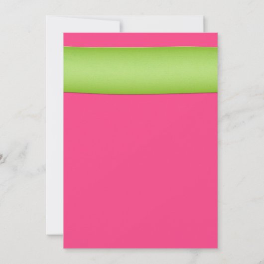 Rosa grüne Daisy Damask Erste Einladung (Rückseite)