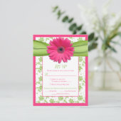 Rosa grüne Daisy Damask Hochzeitsmahlzeit UAWG RSVP Karte (Stehend Vorderseite)