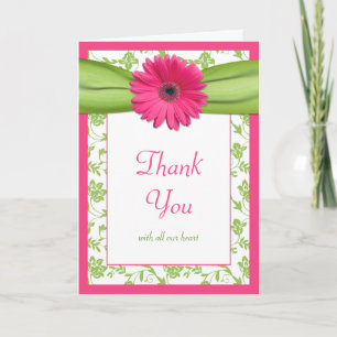 Rosa Grüne Daisy Florale Hochzeits-Dankeskarten Dankeskarte