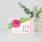 Rosa grüne Daisy Polka Dots Hochzeitskarte Postkarte (Stehend Vorderseite)